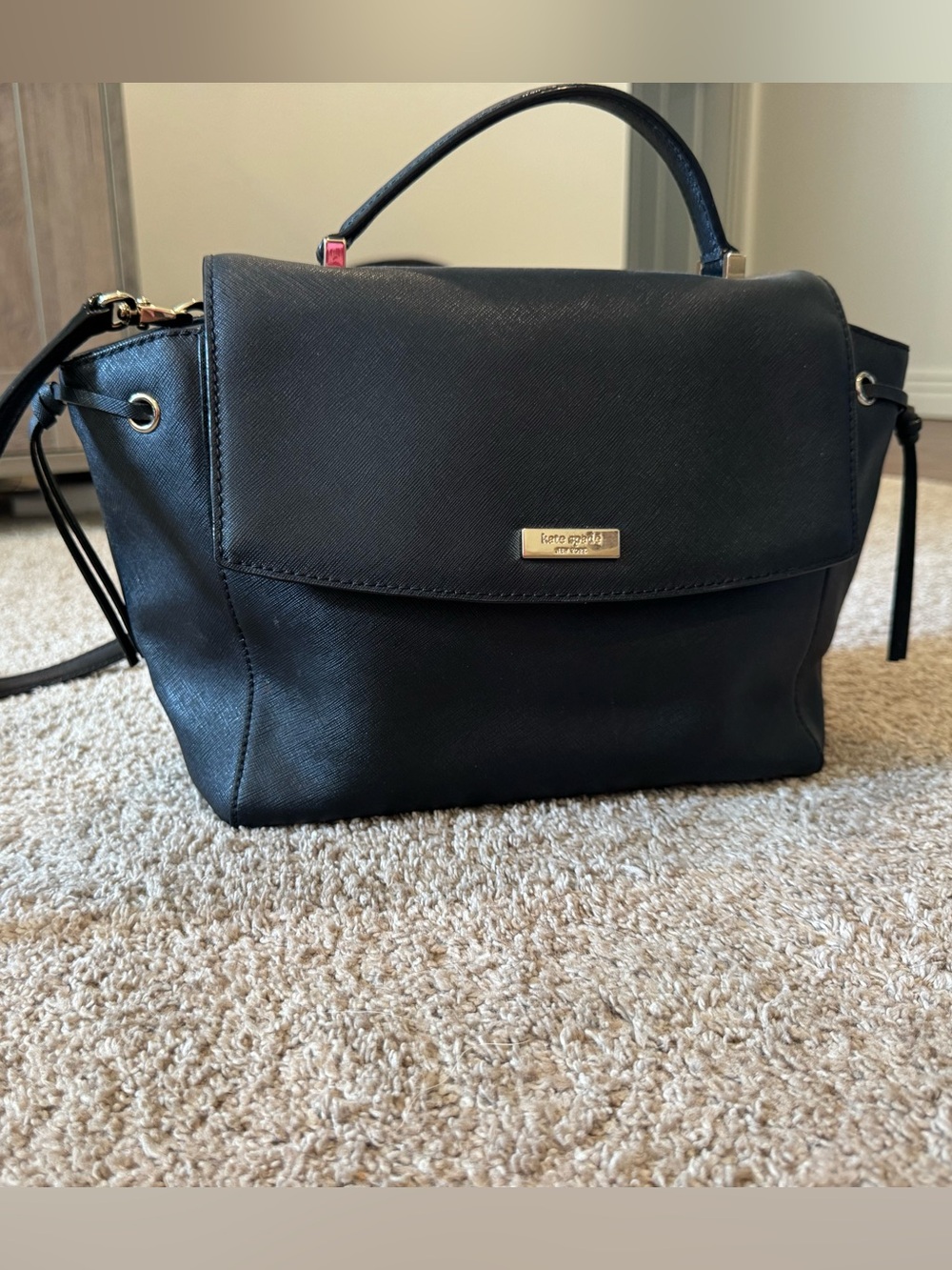Kate Spade Laurel Way Black Lilah CrossbodySatchel with Gold Hardware